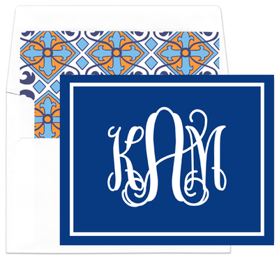 Navy Monogram Folded Note Cards